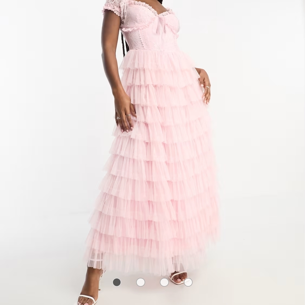 Elegant Pink Tiered Tulle Dress